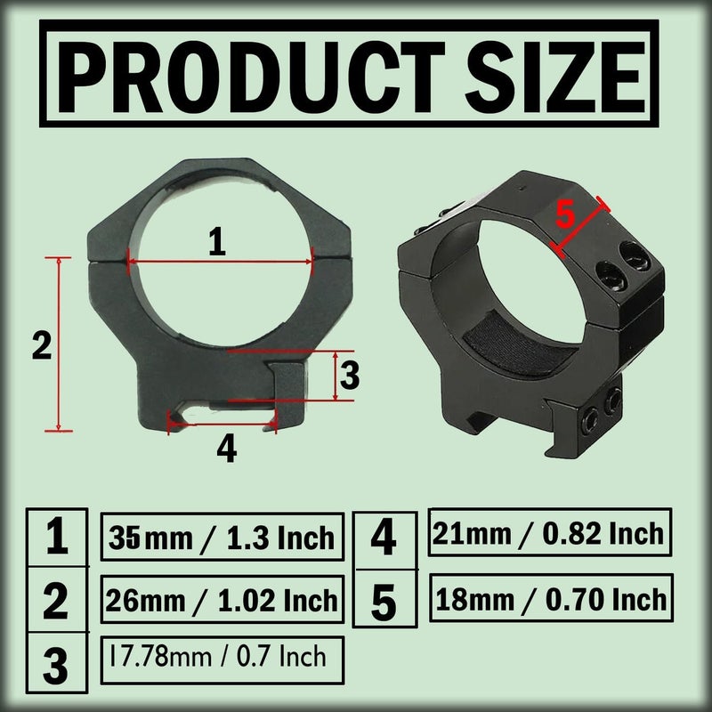 Gotical Store 35mm Low Profile Scope Rings Mount - for 35mm Tubes - Rifle Scope Rings Aluminum Picatinny Low Profile Mount Low Profile Ring - Image 3